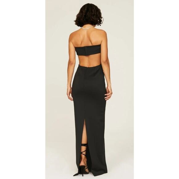 Rent the runway sz 10 Black Halo Eve Chana solid black cutout strapless gown - Picture 2 of 4